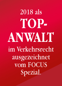 Focus-Auszeichnung 2018 zum Top-Anwalt im Verkehrsrecht