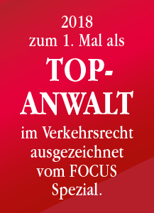 Focus-Auszeichnung 2018 zum Top-Anwalt im Verkehrsrecht