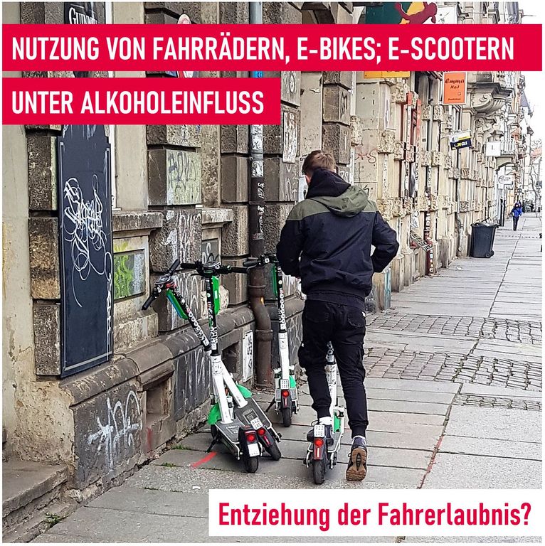 Ntzung von Fahrrädern, E-Bikes, und E-Scootern unter Alkoholeinfluss