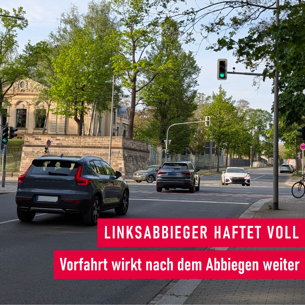Unfall nach Abbiegen_Linksabbieger haftet voll